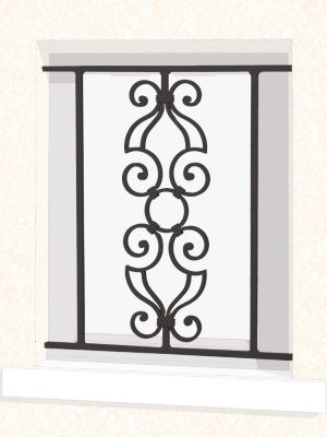 Grille de fenêtre en fer forgé Voltaire