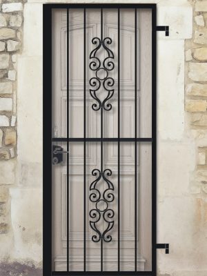 Grille ouvrante en fer forgé Voltaire 1 vantail