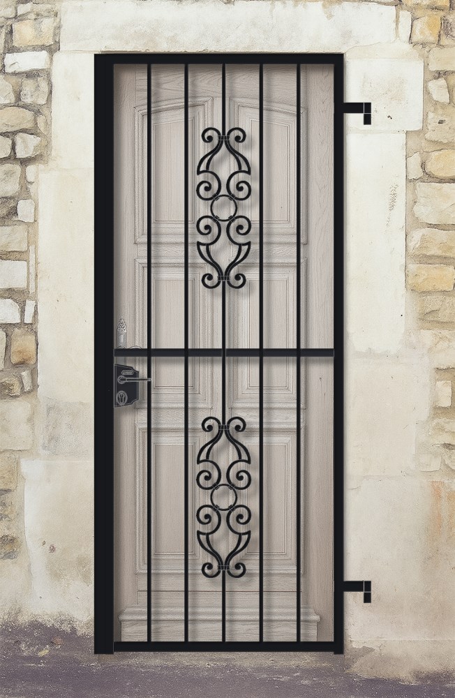 Grille ouvrante en fer forgé Voltaire 1 vantail