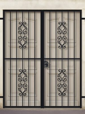 Grille ouvrante en fer forgé Voltaire 2 vantaux